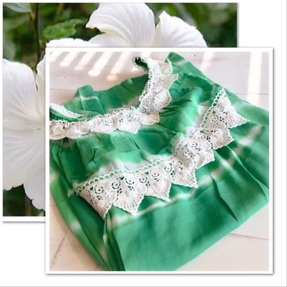 *CLEARANCE* Boho Green Tie Dye Mexican Dress - Picture 2 of 6